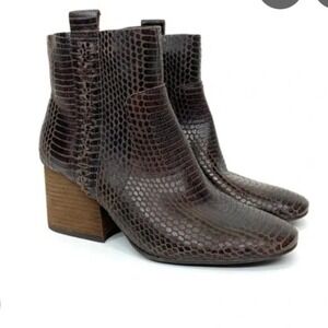 Korks by Kork-Ease Leyland Brown Snake Embossed Leather Ankle Boots Q48457 6M